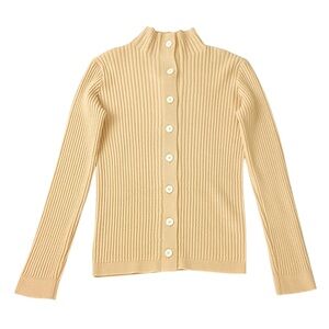Sara Lanzi Ribbed Cardigan in Banana Yellow NWT Size M Rib Knit Sweater
